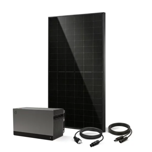 balkonkraftwerk 500w leistung aus einem solarmodul und einem foxess speicher sowie zubehör