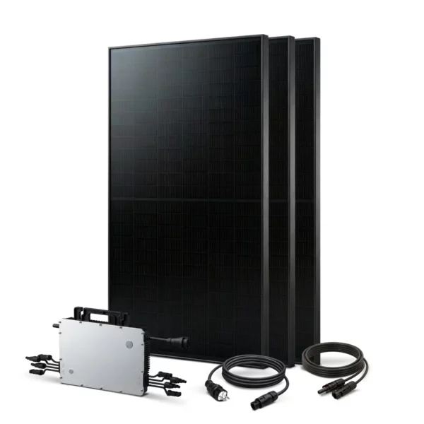 balkonkraftwerk 1365wp leistung aus 3x solarmodul und einem hoymiles mikrowechselrichter
