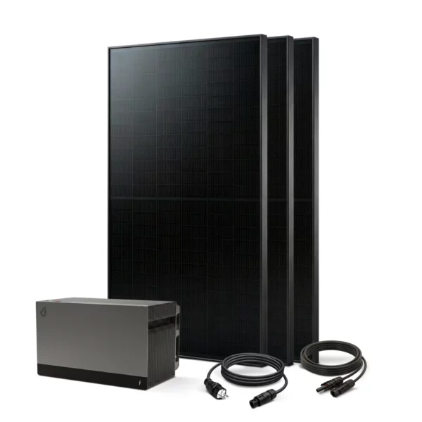 balkonkraftwerk 1365wp mit speicher foxess avocado pro 22 und 3 solarmodule mit anschlusskabel
