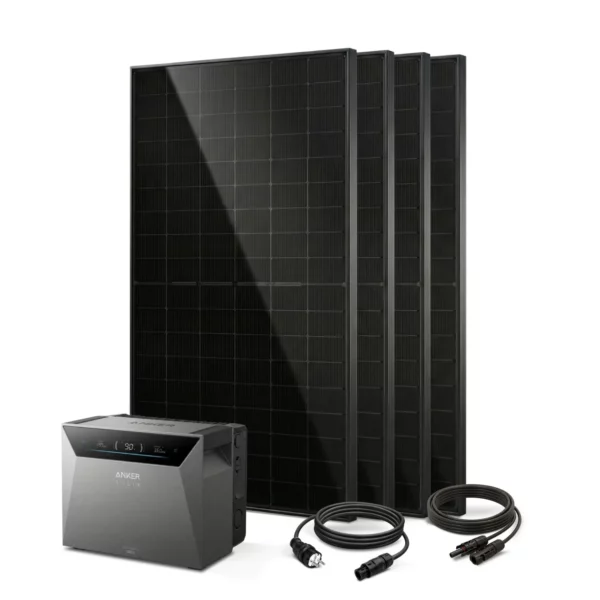 balkonkraftwerk mit 2000wp leistung bestehend aus 4x jolywood modul und speicher anker solix4
