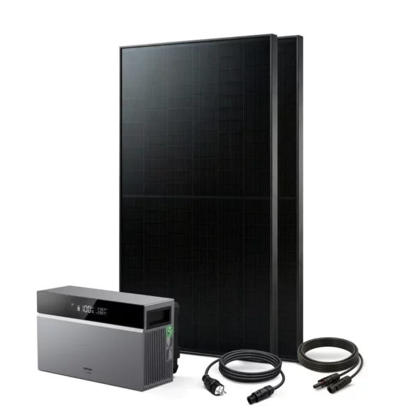 balkonkraftwerk 910wp leistung aus 2x solarmodul von trina und einem conow speicher sowie zubehör